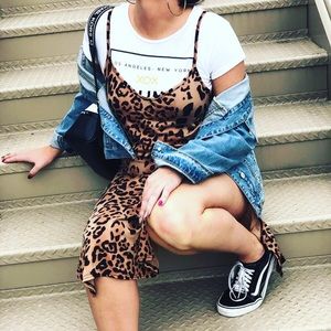 Spaghetti strap dress with double side slits